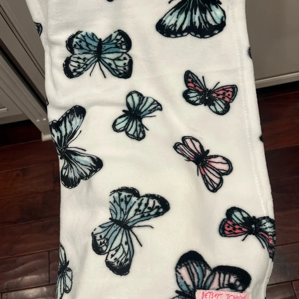 Betsey Johnson Plush Throw Blanket with Butterfly Design